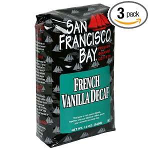   Bay Premium Gourmet Coffee, Decaf French Vanilla, 12 Ounce Bags (Pack
