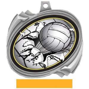  Volleyball Bust Out Insert Medals M 2201V SILVER/YELLOW 