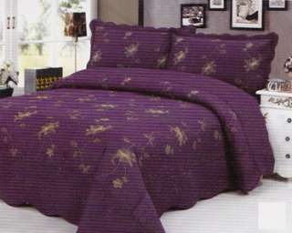 Floral Purple King Size Bedspread Brand New QT024  