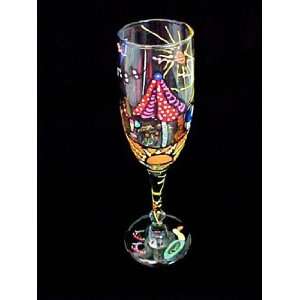  Beach Party Design   Hand Painted   Champagne Flute 