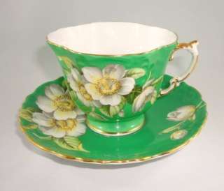 Dogwood on Green Aynsley Tea Cup and Saucer Set  