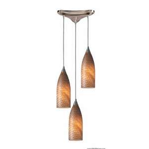  3 Light Pendant In Satin Nickel And Coco Glass