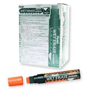  Pentel Arts Wet Erase Chalk Marker, Jumbo Tip, Orange Ink 