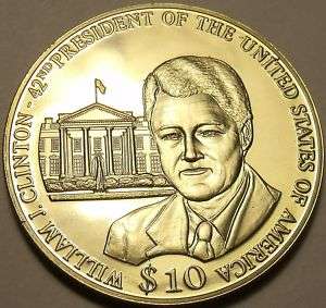 HUGE GEM UNC LIBERIA 2002 TEN DOLLARS~BILL CLINTON~F/S~  