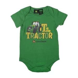    John Deere Green T Is For Tractor Newborn Onesie