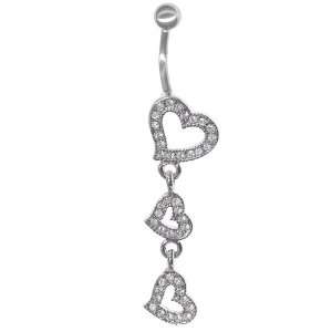 Heart Belly Ring Crystal Clear Crazy Love Heart Belly Button Ring 14 