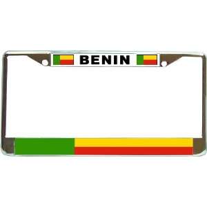  Benin West Africa Flag Chrome License Plate Frame Holder 
