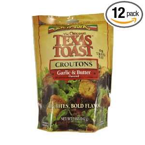 New York Texas Toast Croutons Garlic & Butter, 5 Ounce Bags (Pack of 