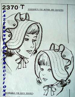 MOTHER DAUGHTER Old Fashioned Hat BONNET Fabric Pattern  