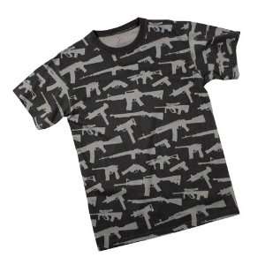 Rothco Multi Print Guns T Shirt   Black   Large Sports 