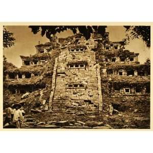  1925 Totonac Pyramid Ruins El Tajin Mexico Photogravure 