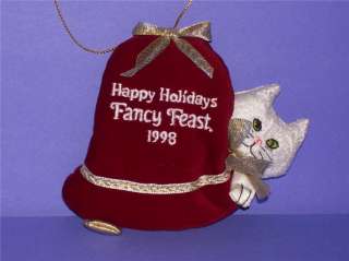1998 Fancy Feast Ornament Cat In Christmas Bell  