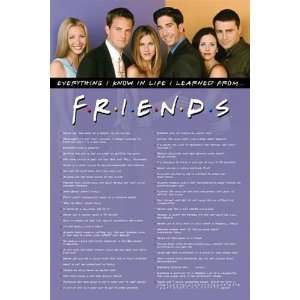  Friends Everything I Know TV Quotes Poster 24 x 36 inches 