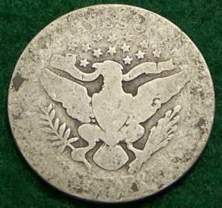 1904 Silver Barber Quarter   Good obv   AG rev   #175  