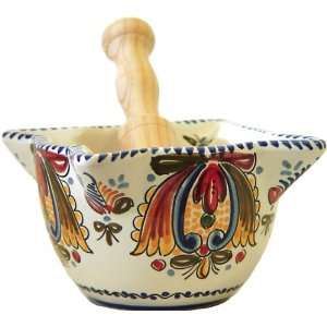    Ceramic Mortar and Pestle from Spain. Multicolor