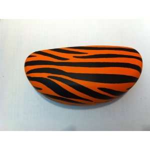    Orange & Black Zebra Textured Eyeglass Case LARGE 