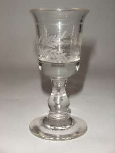 Etched / Engraved Victorian 19th Century Liqueur Glass  