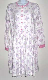 Hanna Andersson white pink snowflakes cotton long sleeves dress EUC 