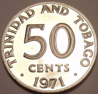 PROOF TRINIDAD & TOBAGO 1971 50 CENTS~12 MINTED~FR/SHIP  