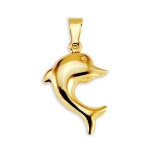  New 14k Bonded Yellow Gold Dolphin Pendant Charm Jewelry