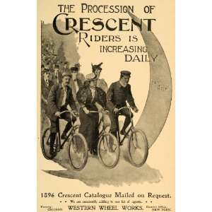  1896 Ad Cresecent Bike Rider Western Wheel Work Bicycle 