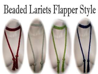 NECKLACE Lariat BEADED Rope FLAPPER STYLE Tassel VINTAGE REPRO Sautour 