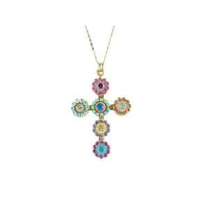    Michal Golan Shimmering Crystal Cross Pommee on Chain Jewelry