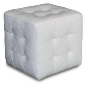   Sofa Zen Crocodile Pattern Vinyl Tufted Cube Accent Ottoman in White