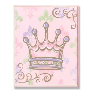  The Kids Room Crown with Fleur De Lis on Pink Rectangle 