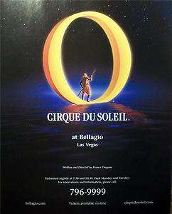 Cirque Du Soleil O Show Bellagio Casino Las Vegas Ad  