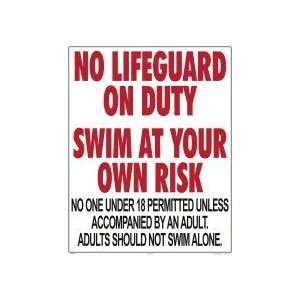 Warning No Lifeguard Sign 1110Wa2430E