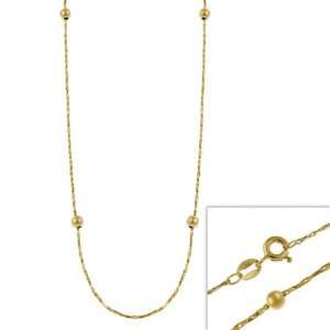 14k Gold Filled Italian Twisted Mirror Box Beaded Chain Necklace 16 