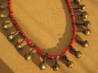 naga necklace antique brass bells and red trade beads india