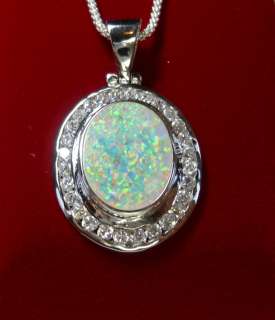 Fire Opal Pendant with 16 Italian Chain  