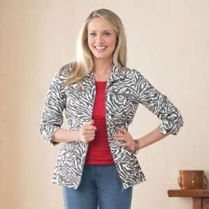  TravelSmith Womens Zip Front Zebra Print Jacket Zebra 