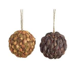  Pack of 6 Eco Country Rustic Brown/Natural Pod Ball 