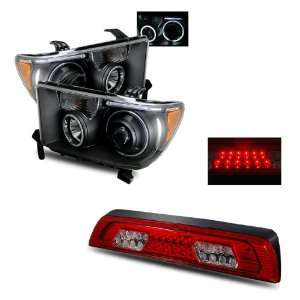   Black CCFL Halo Projector Headlights + LED 3RD Brake Light Combo