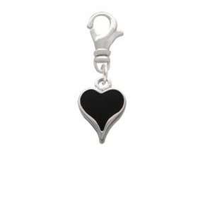  Small Long Black Heart Clip On Charm Arts, Crafts 