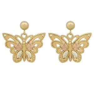   Black Hills Gold by Coleman 10K Gold Butterfly Post Earrings Jewelry