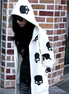 NEW soft warm lady casual skeleton print hoodie Sweater Outwear w 