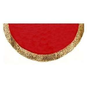   48 in. Christmas Tree Skirt With Leopard Print Trim