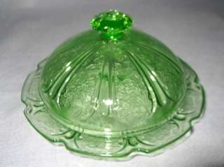   Cherry Blossom Butter Dish Depression Glass Cherries Jeanette Vintage