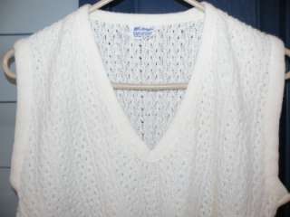 Ladies Sz S Knitted Stripe & Hole Design V Neck Vest  