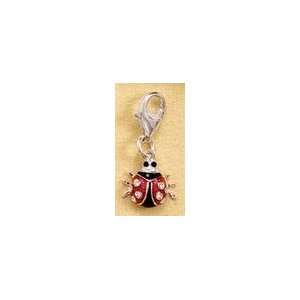 Crystal Sterling Silver Charm, 15/16 in long and Epoxy Ladybug with 