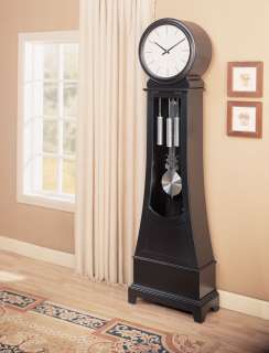 Contemporary Grandfather Clock Black Wood Modern  