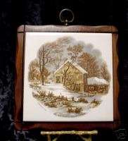 CURRIER & IVES WALL HANGING TILE WINTER HOMESTEAD  