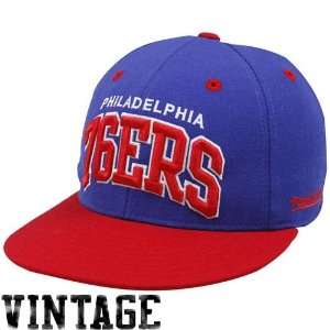 NBA Mitchell & Ness Philadelphia 76ers Royal Blue Vintage Logo Fitted 
