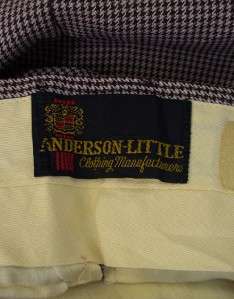 70s MENS Disco Anderson Little White Brown Houndstooth Poly Pants 