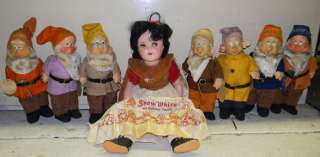 SNOW WHITE DOLL AND THE SEVEN DWARFS BY IDEAL DOLL CO. WALT DISNEY W 