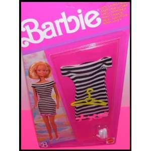 1990 Easy Living Fashions Barbie Doll Black & White Striped Tube Dress 